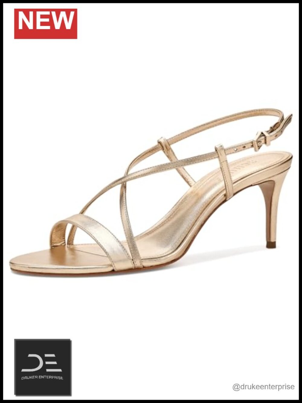 Strappy Leather Heeled Sandals, Stiletto Heel, Almond Toe
